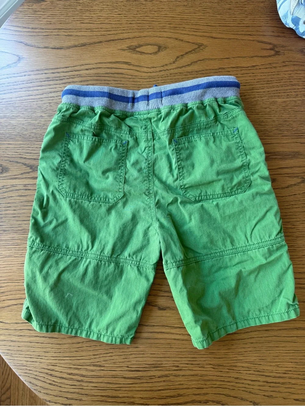 Mini Boden Green Shorts with Blue Patch Pockets